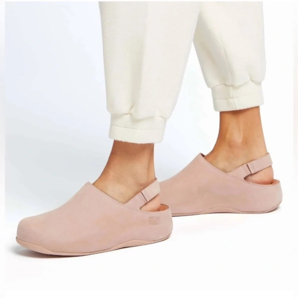 New! Fitflop Shuv back-strap clogs beige nubuck